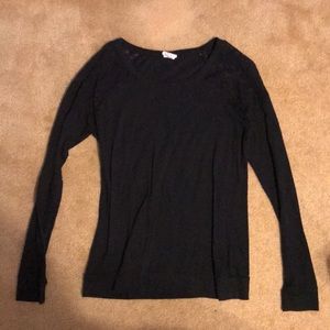 PINK Lace Top T-Shirt with Long Sleeves